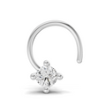 0.06 Carat Lab Grown Diamond 4-Prong Nose Stud Nosepin | 14K White Gold (Wire)