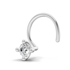 0.06 Carat Lab Grown Diamond 4-Prong Nose Stud Nosepin | 14K White Gold (Wire)