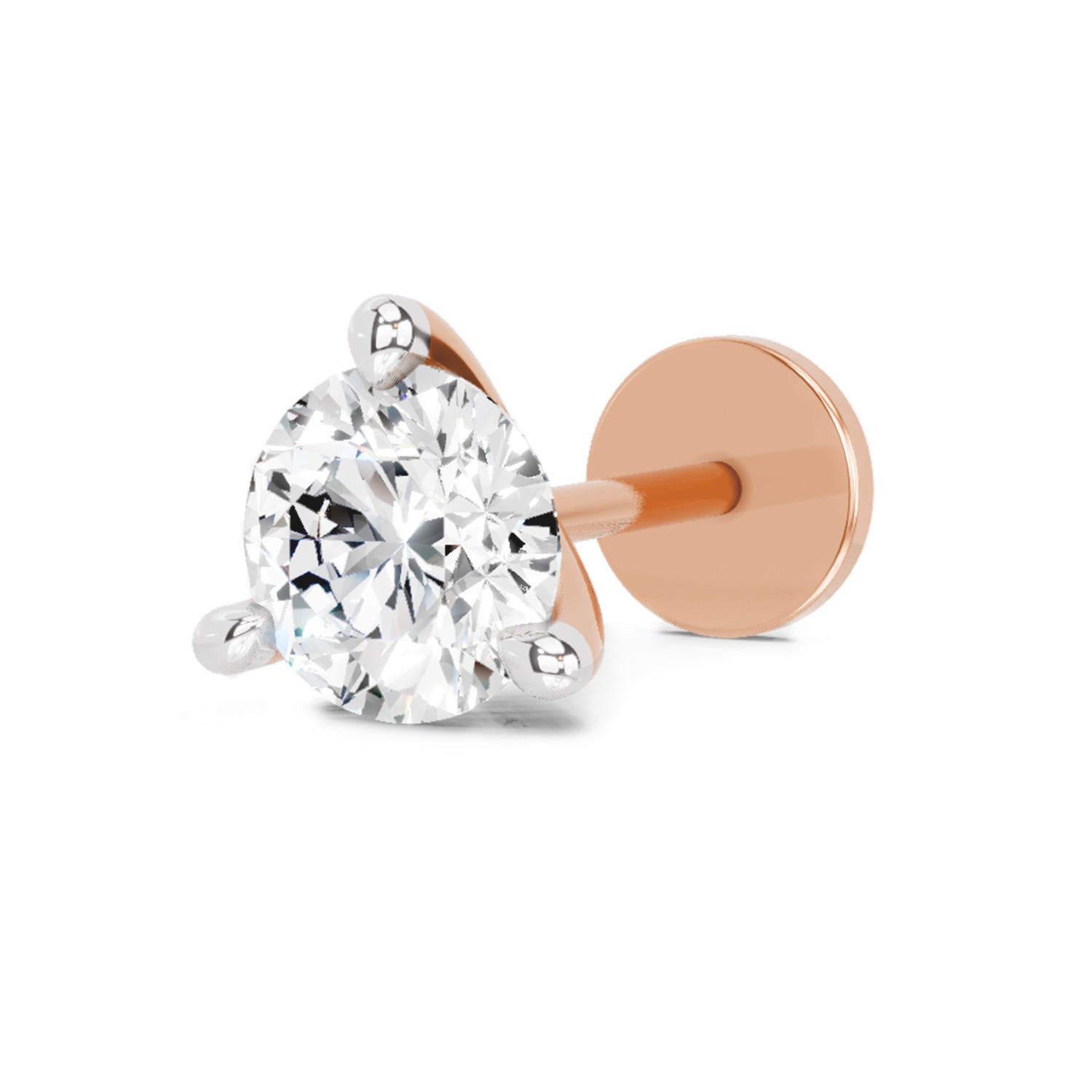 0.50 Ct Solitaire Round Shape Diamond Nose Pin | 14K Yellow Gold