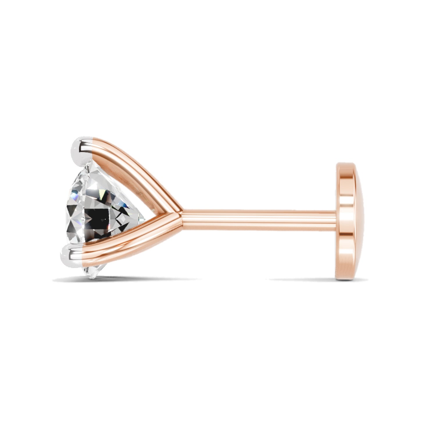 0.50 Ct Solitaire Round Shape Diamond Nose Pin | 14K Rose Gold