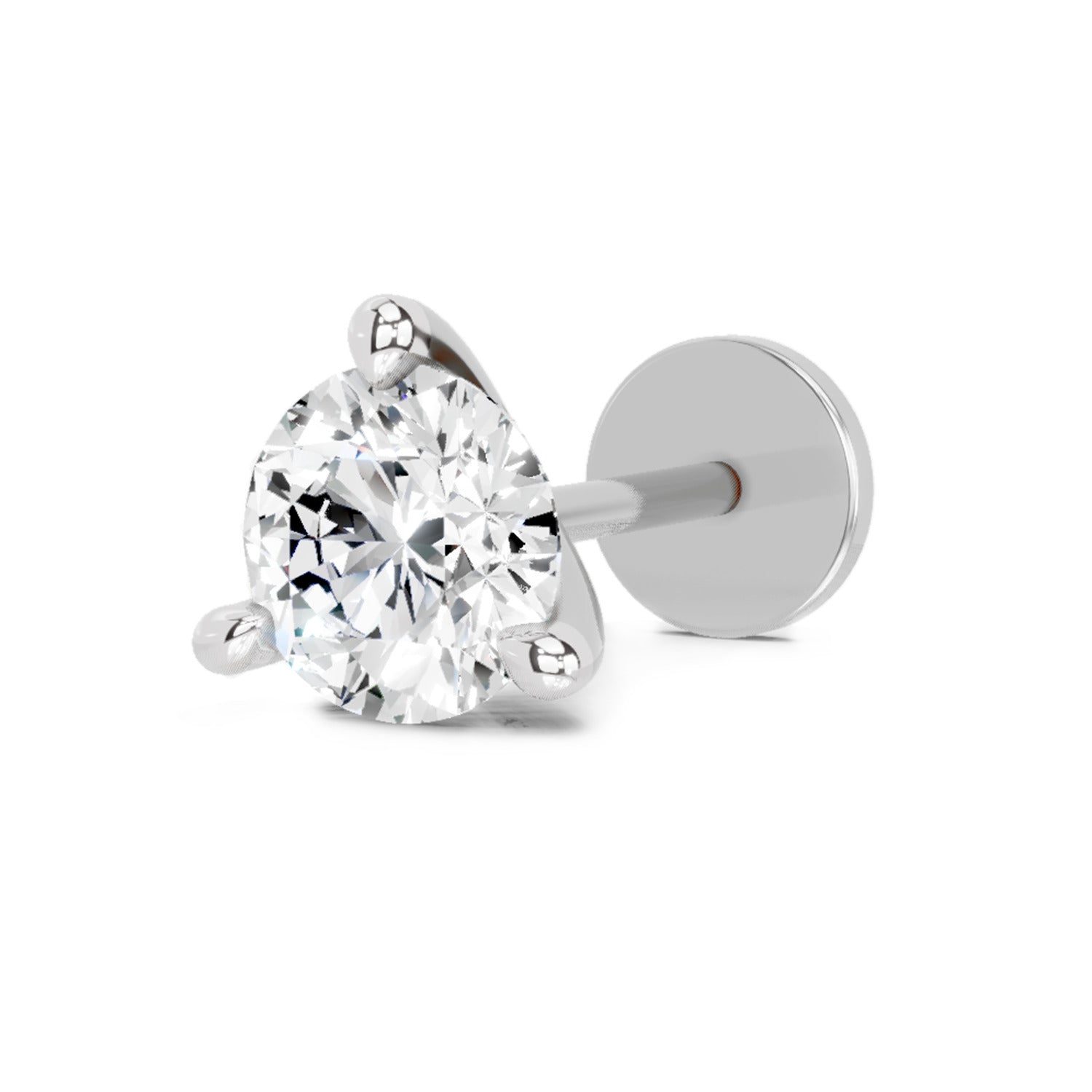 0.50 Ct Solitaire Round Shape Diamond Nose Pin | 14K Rose Gold