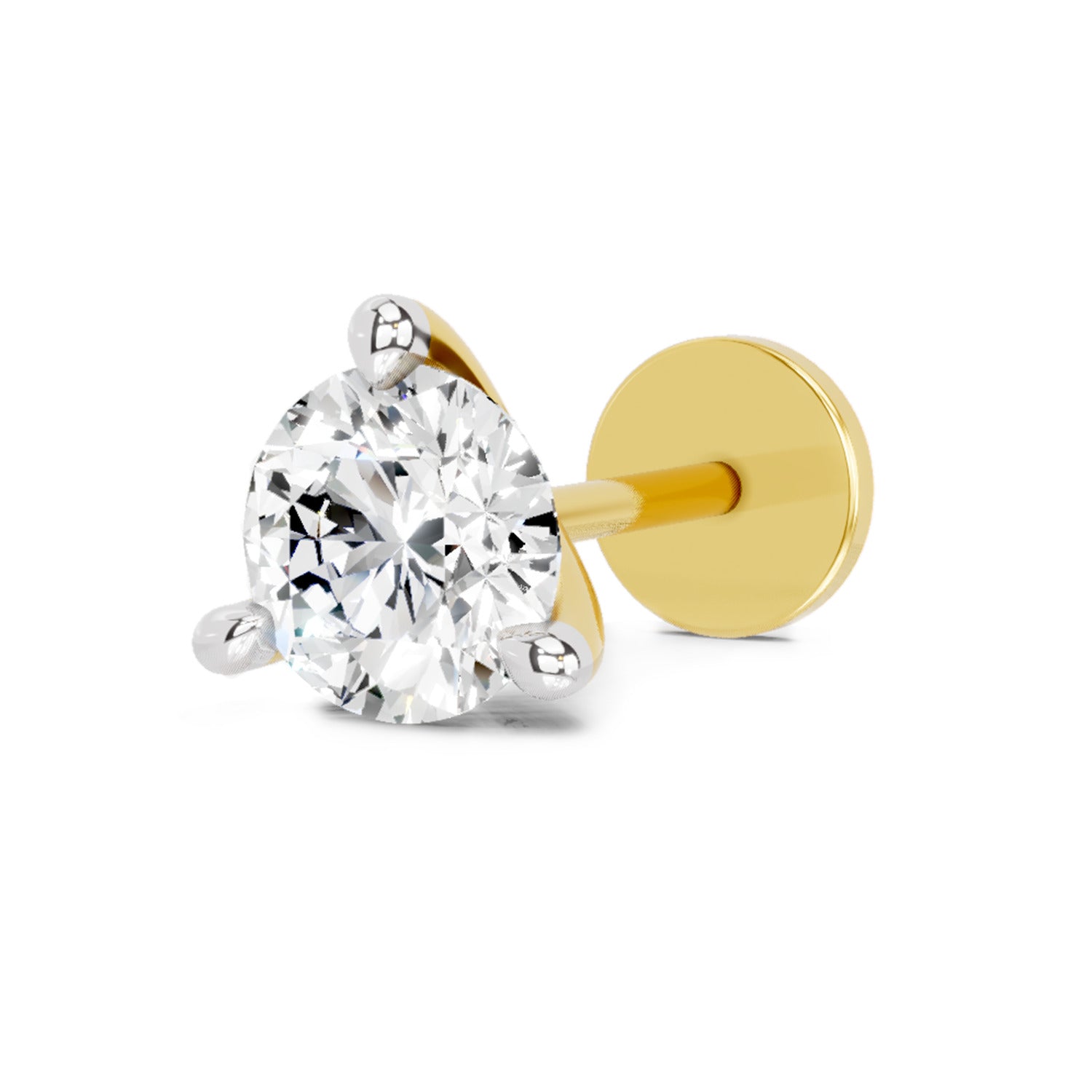 0.50 Ct Solitaire Round Shape Diamond Nose Pin | 14K Yellow Gold