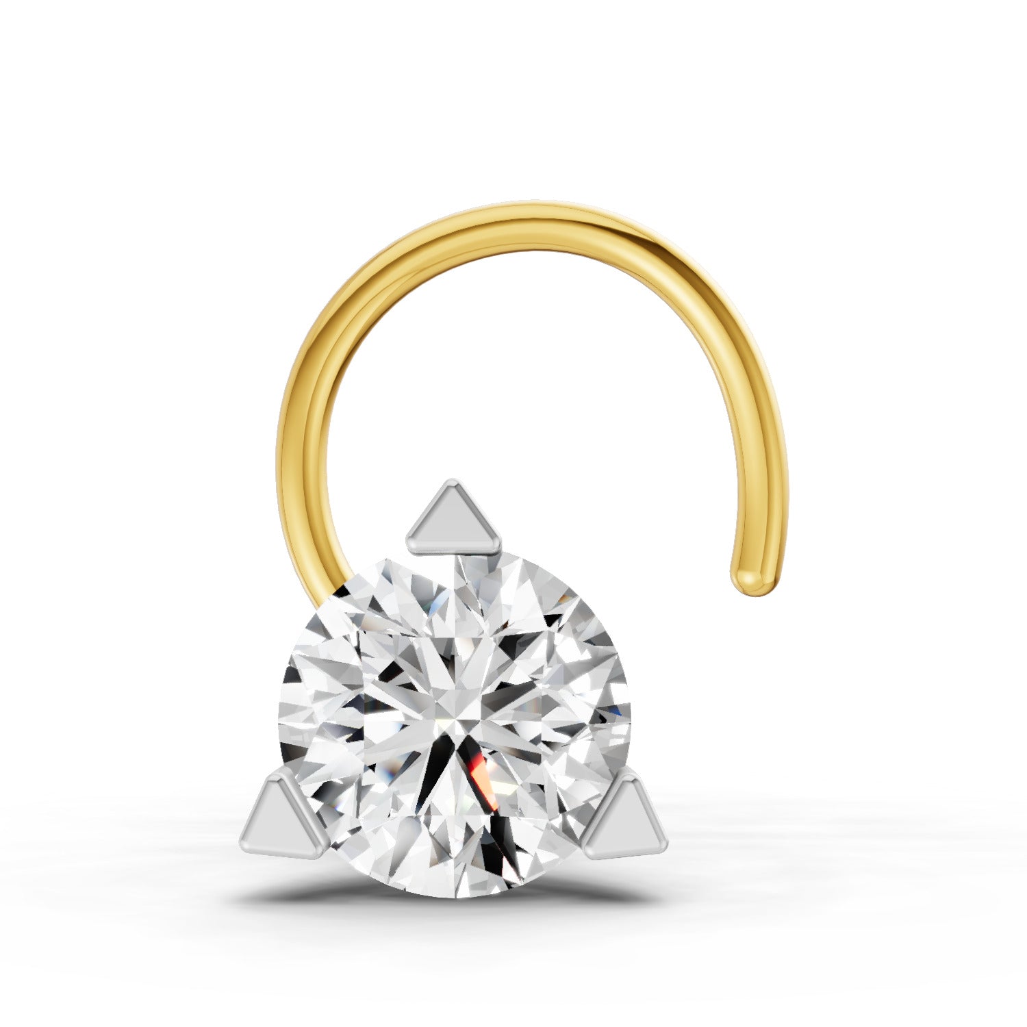 0.5 Carat Round Shape Solitaire Diamond Nose Pin | 14K Yellow Gold