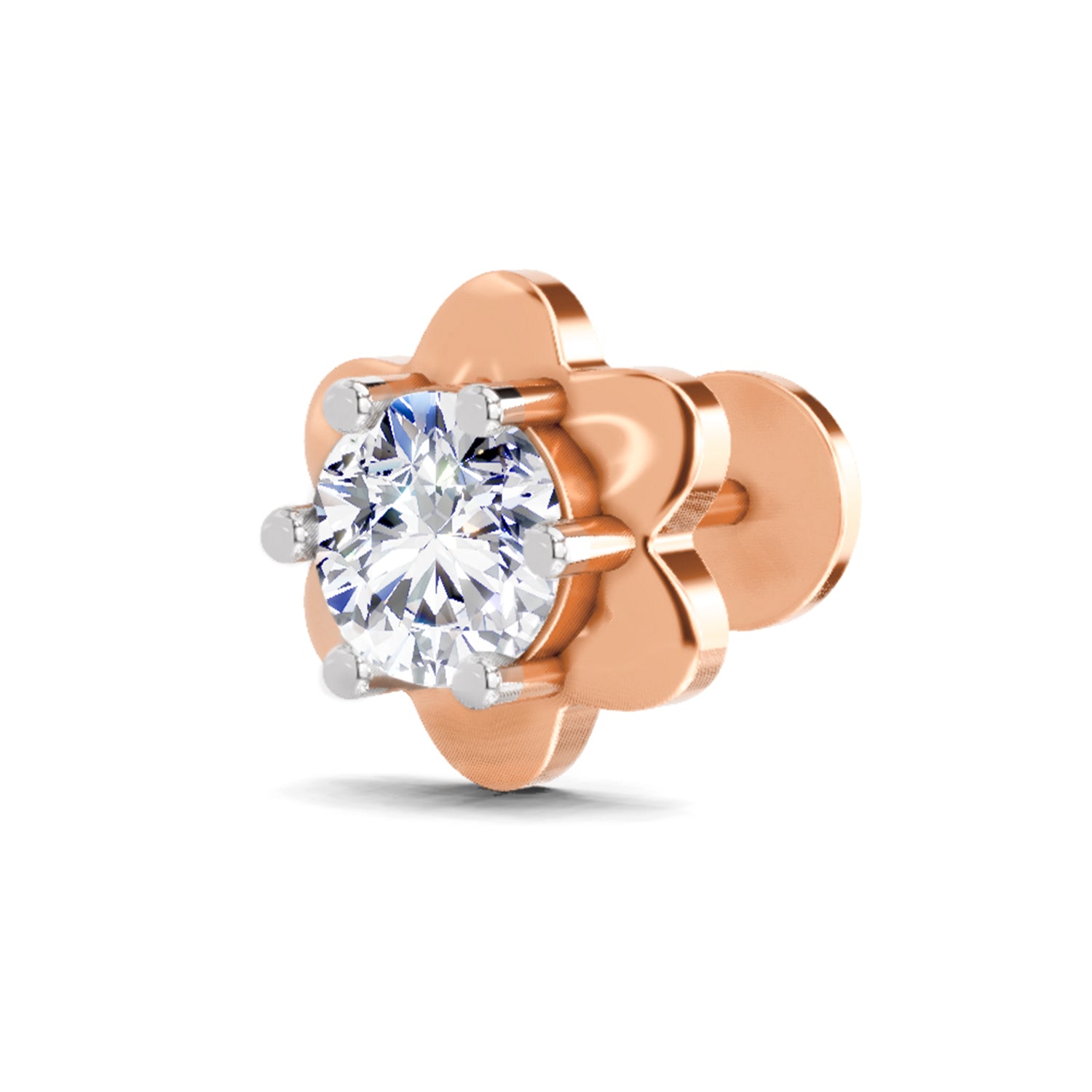 0.5 Carat Round Shape Solitaire Diamond Nose Pin | 14Kt Rose Gold-Screw