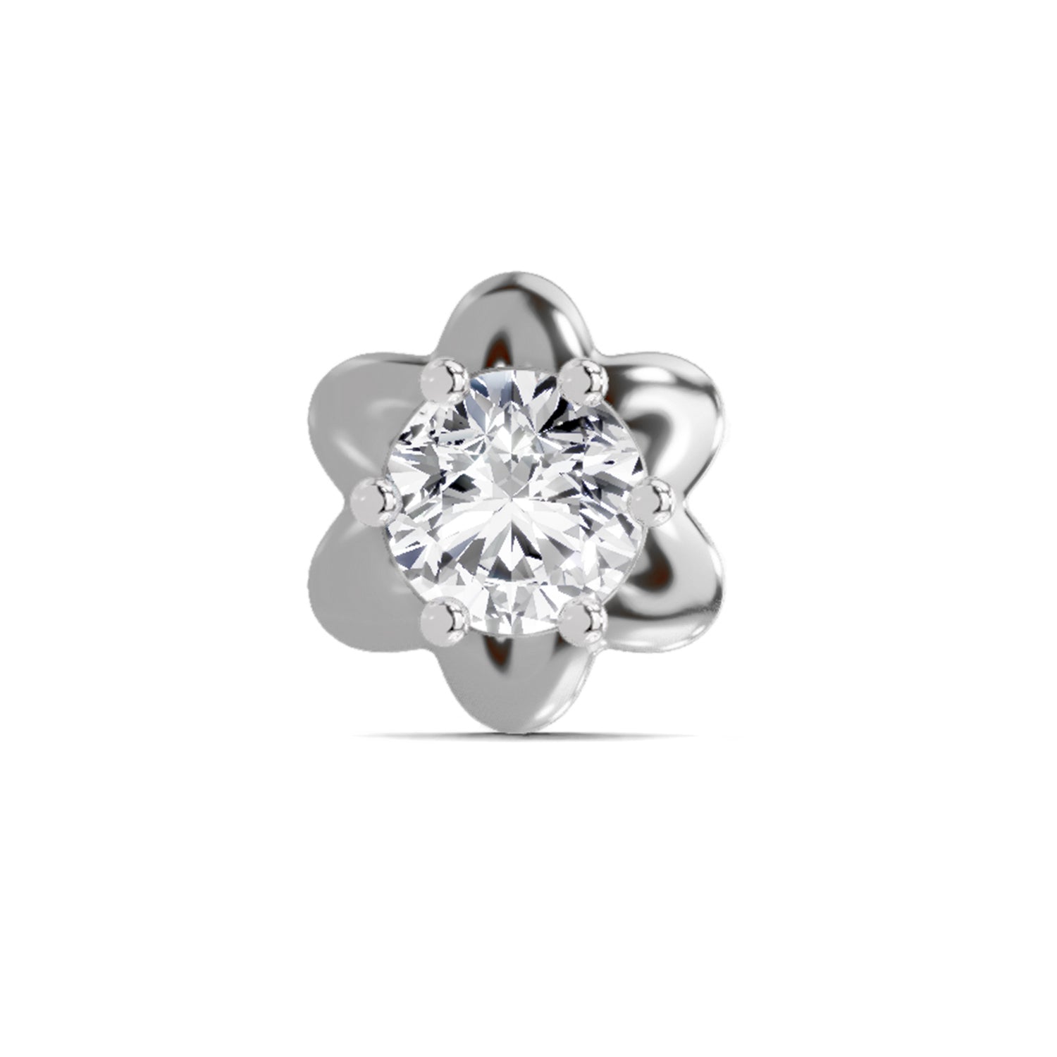 0.5 Carat Round Shape Solitaire Diamond Nose Pin | 14Kt White Gold-Screw