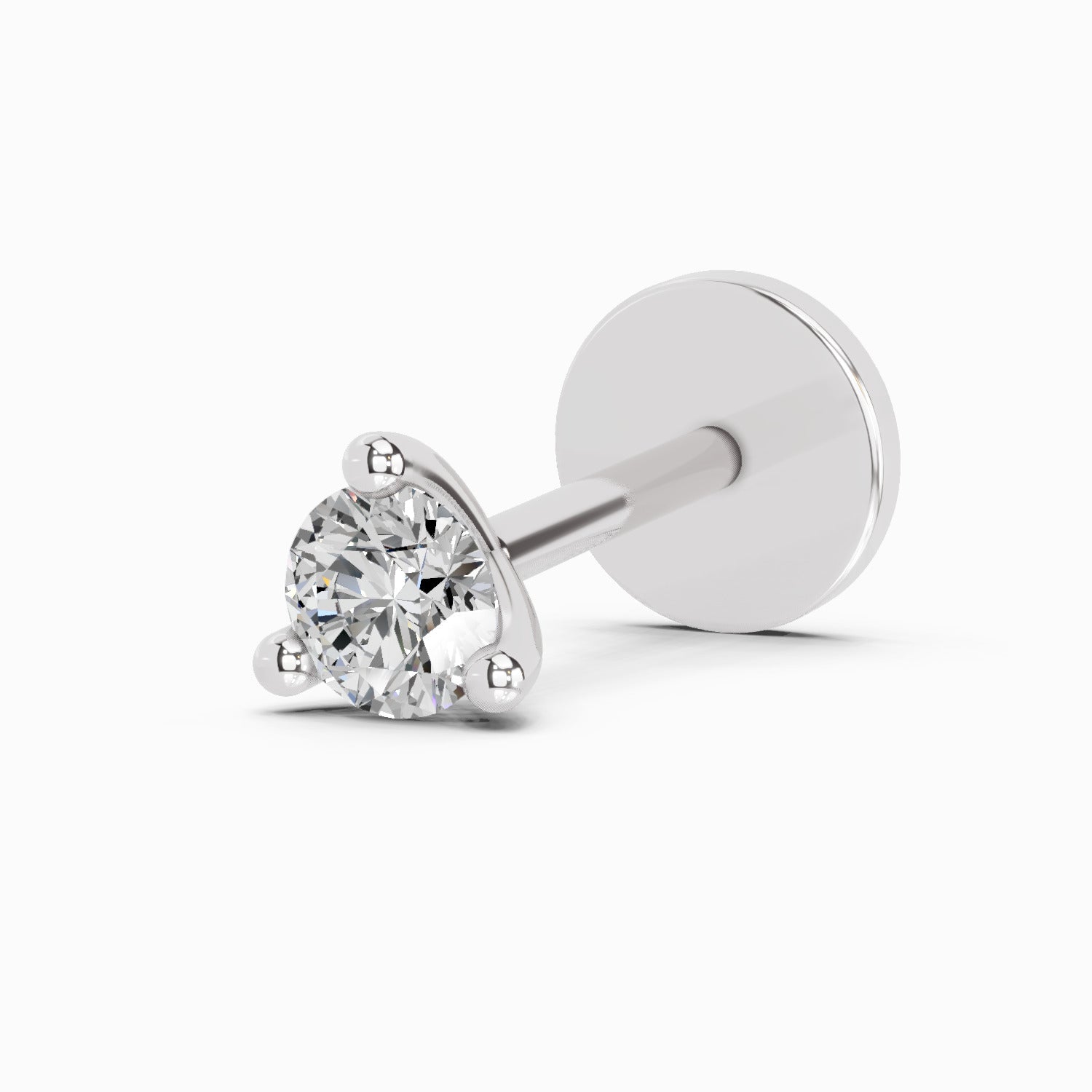 0.09 Ct Round Shape Soilitaire Diamond Nose Pin | 14K White Gold
