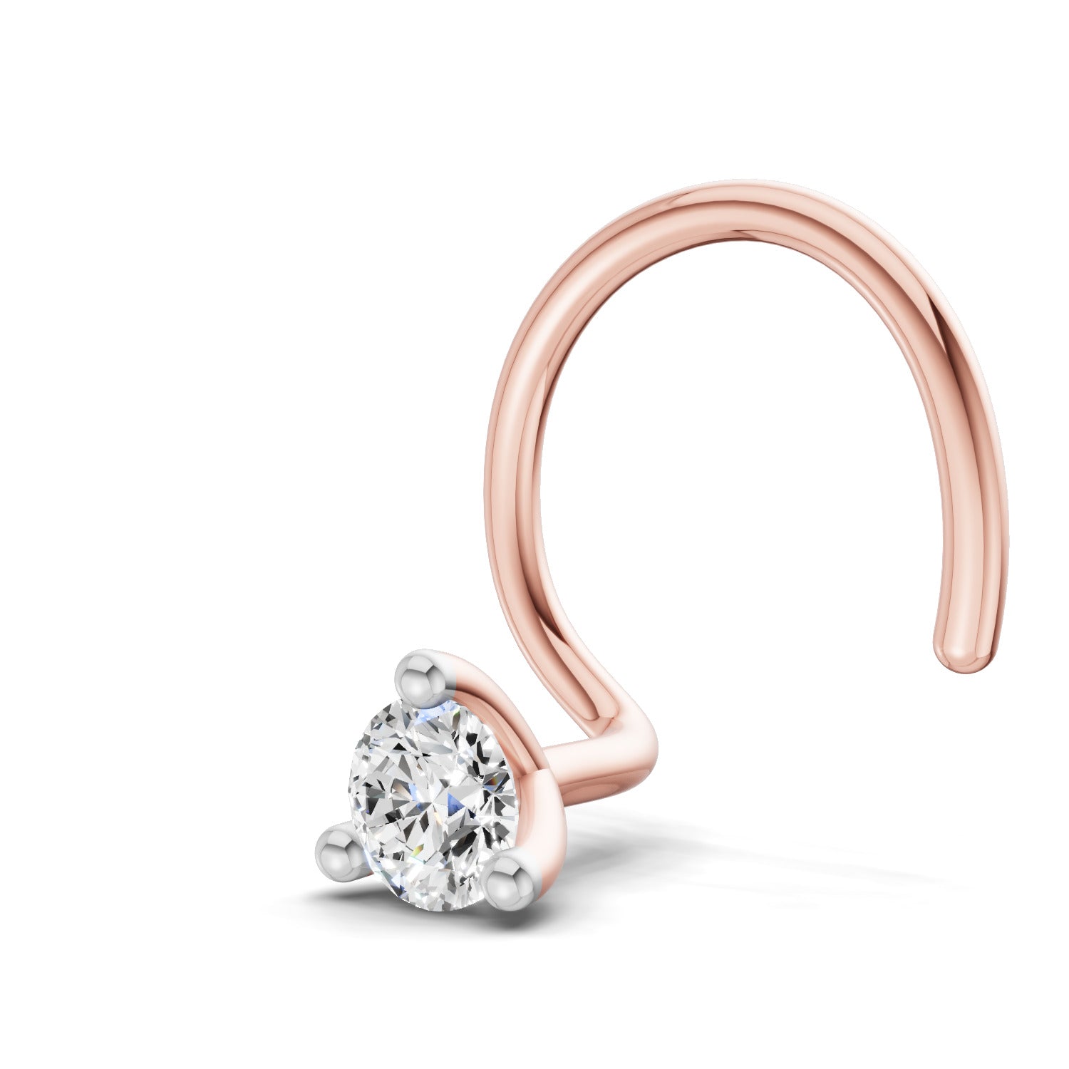 0.09 Ct Round Shape Soilitaire Diamond Nose Pin | 14K Yellow Gold