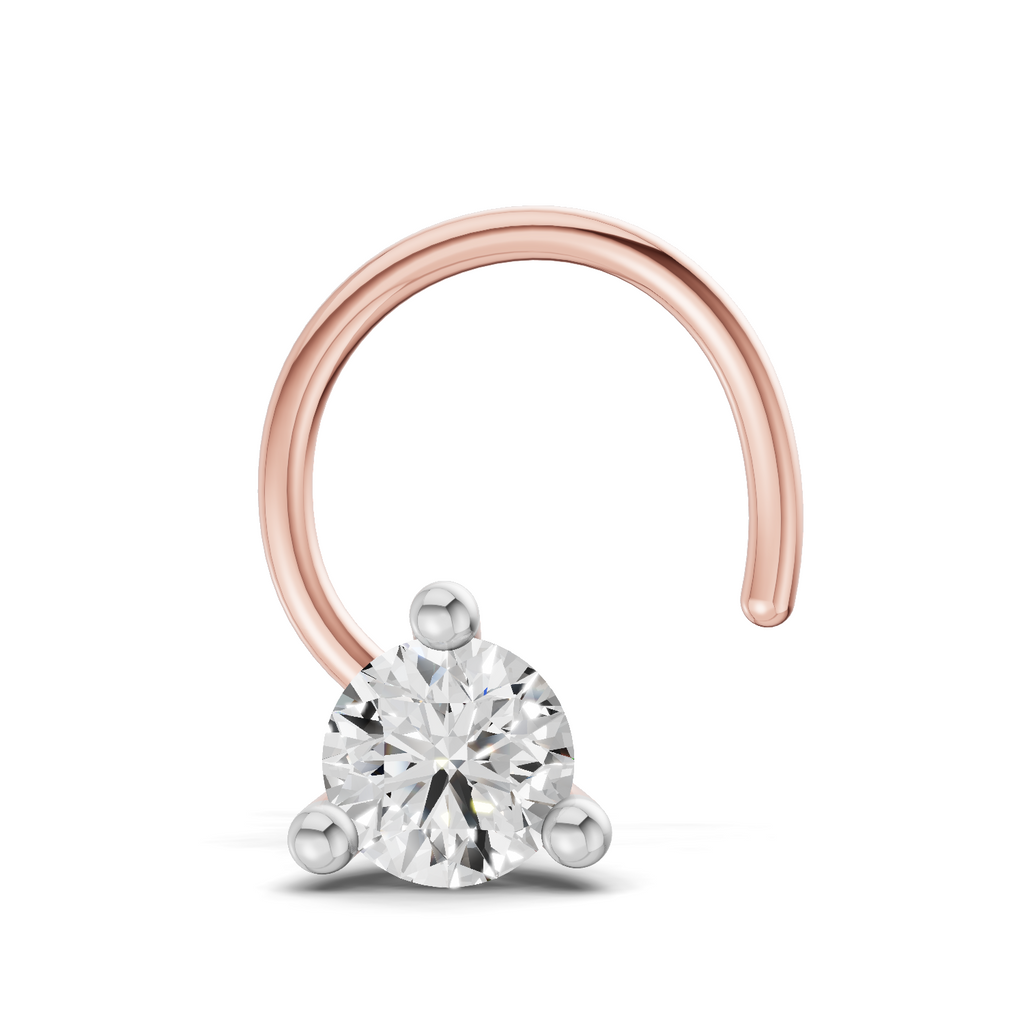 0.15 Carat Lab Grown Diamond Aurora Solitaire Nosepin | 14K Rose Gold (Wire)