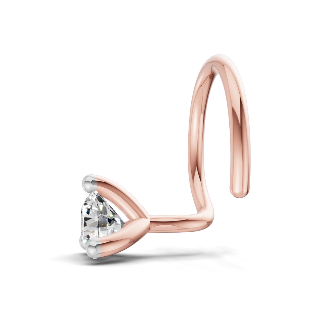 0.15 Carat Lab Grown Diamond Aurora Solitaire Nosepin | 14K Rose Gold (Wire)