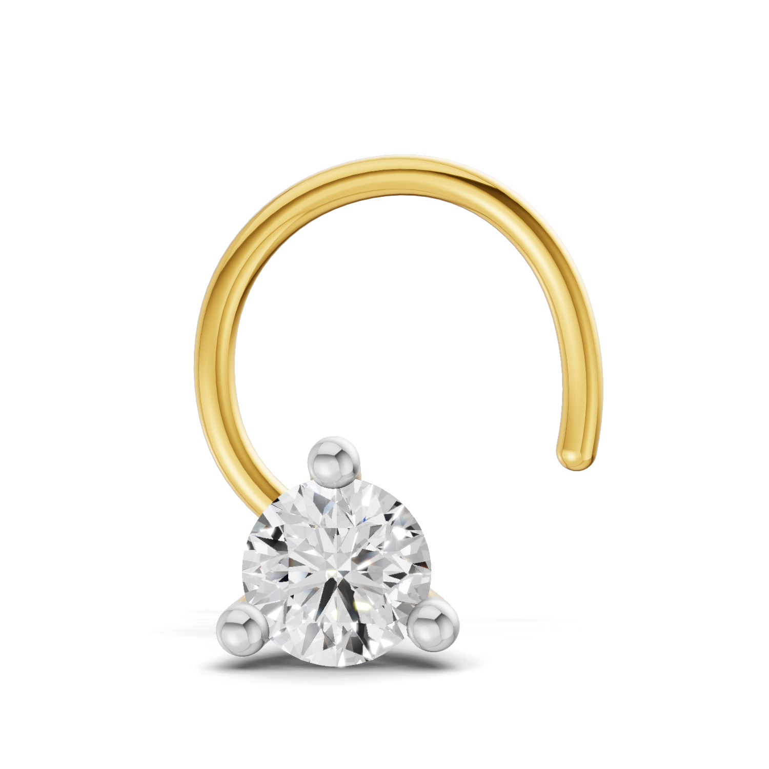 0.15 Carat Lab Grown Diamond Aurora Solitaire Nosepin | 14K Yellow Gold (Wire)