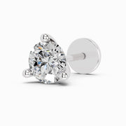 0.21 Carat Round Shape 3 Prong Solitaire Diamond Nose Pin | 14K White Gold-Screw