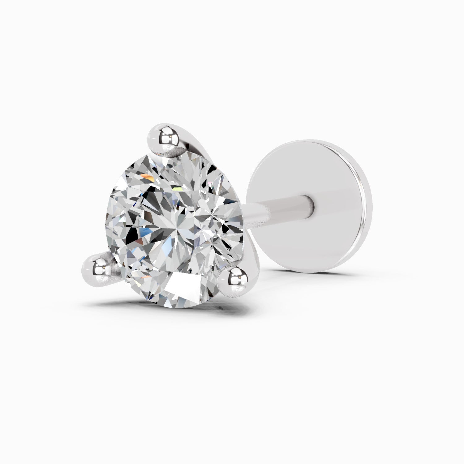 0.21 Carat Round Shape 3 Prong Solitaire Diamond Nose Pin | 14K Yellow Gold-Screw