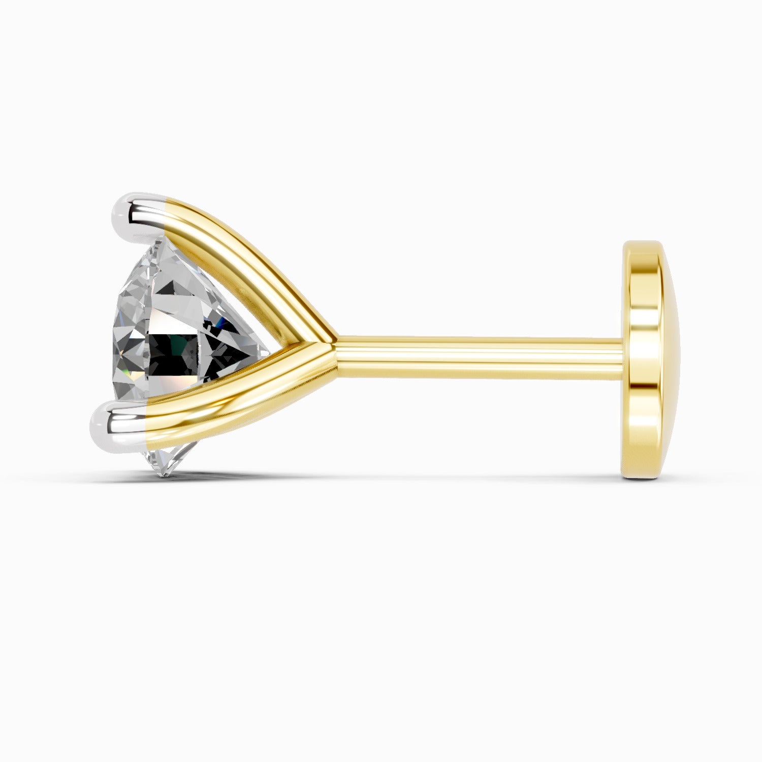 0.21 Carat Round Shape 3 Prong Solitaire Diamond Nose Pin | 14K Yellow Gold-Screw