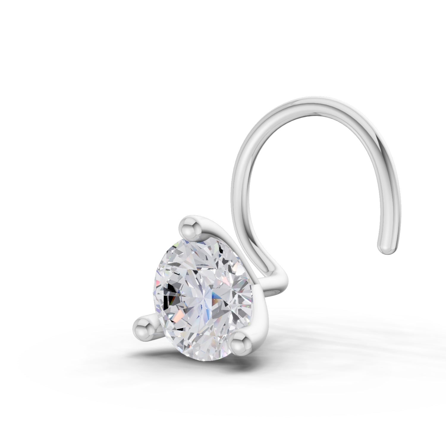 0.21 Ct Round Shape 3 Prong Solitaire Diamond Nose Pin | 14K Yellow Gold