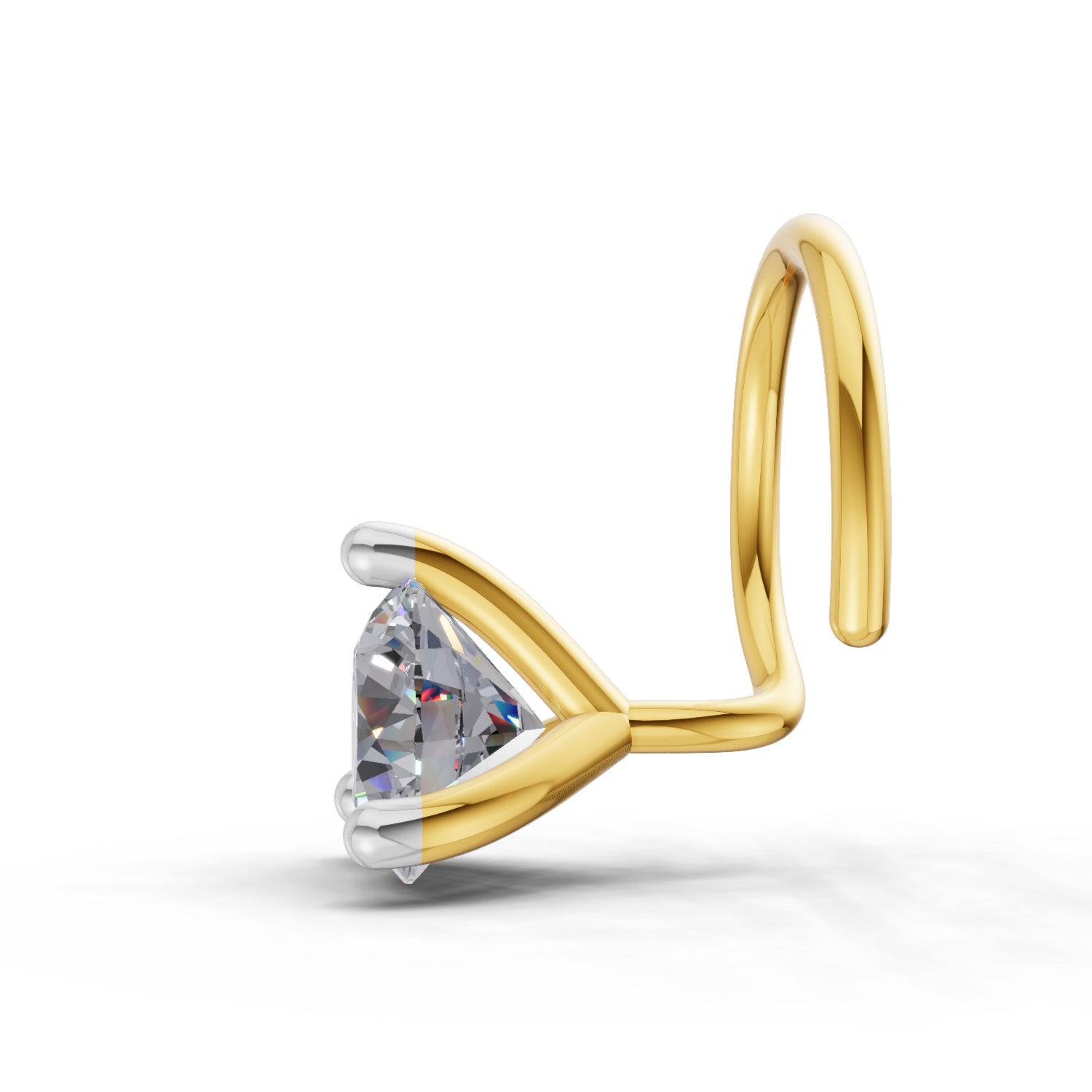 0.21 Ct Round Shape 3 Prong Solitaire Diamond Nose Pin | 14K Yellow Gold
