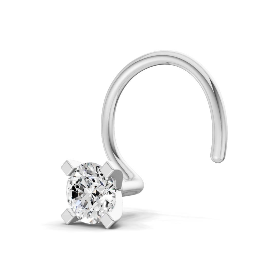 0.15 Carat Lab Grown Diamond classic crown Nosepin | 14K White Gold (Wire)