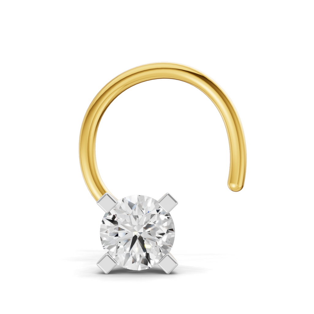 0.15 Carat Lab Grown Diamond classic crown Nosepin | 14K Yellow Gold (Wire)