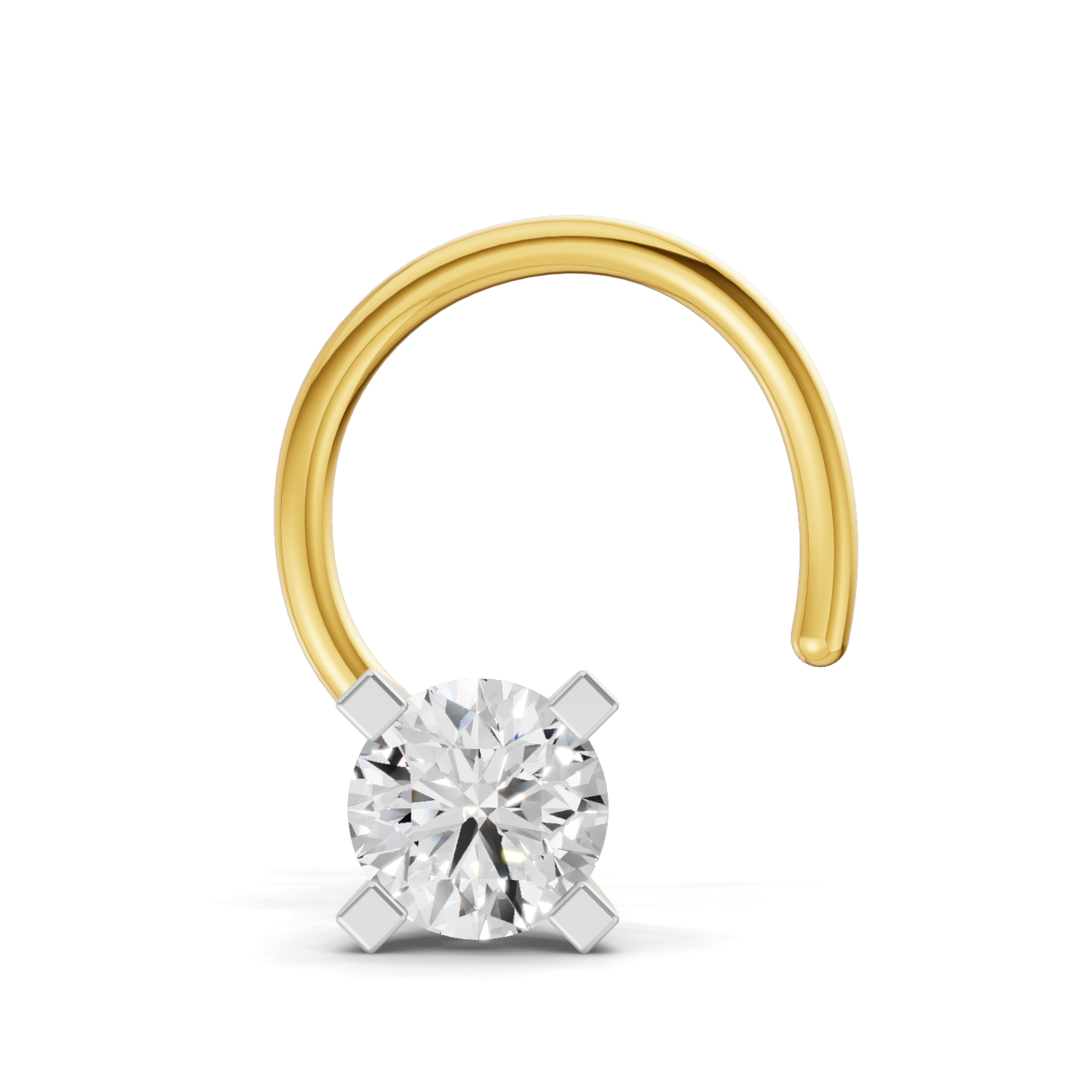 0.15 Carat Lab Grown Diamond classic crown Nosepin | 14K Yellow Gold (Wire)