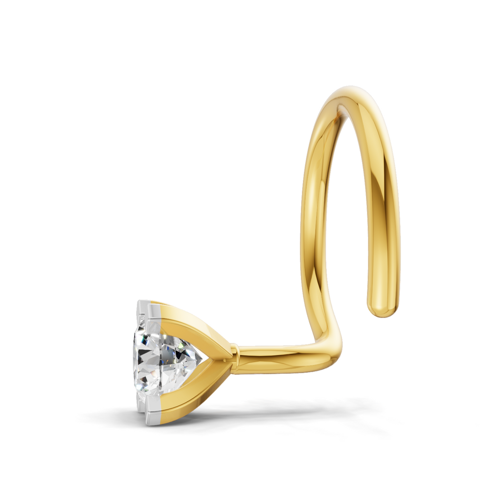 0.15 Carat Lab Grown Diamond classic crown Nosepin | 14K Yellow Gold (Wire)