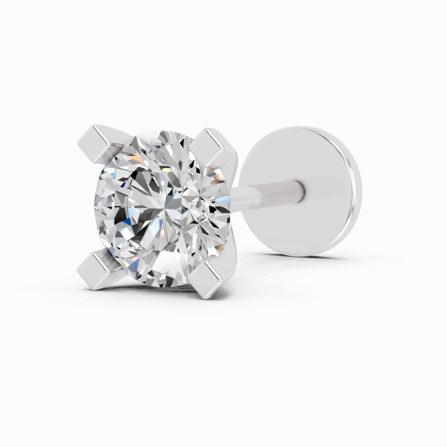 0.21 Carat Round Shape 4 Prong Solitaire Diamond Nose Pin | 14K Yellow Gold-Screw