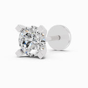 0.21 Carat Round Shape 4 Prong Solitaire Diamond Nose Pin | 14K White Gold-Screw