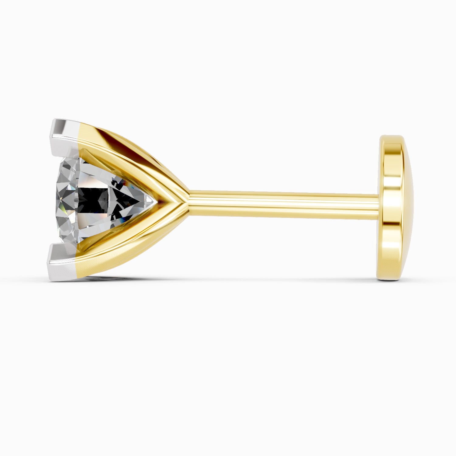 0.21 Carat Round Shape 4 Prong Solitaire Diamond Nose Pin | 14K Yellow Gold-Screw