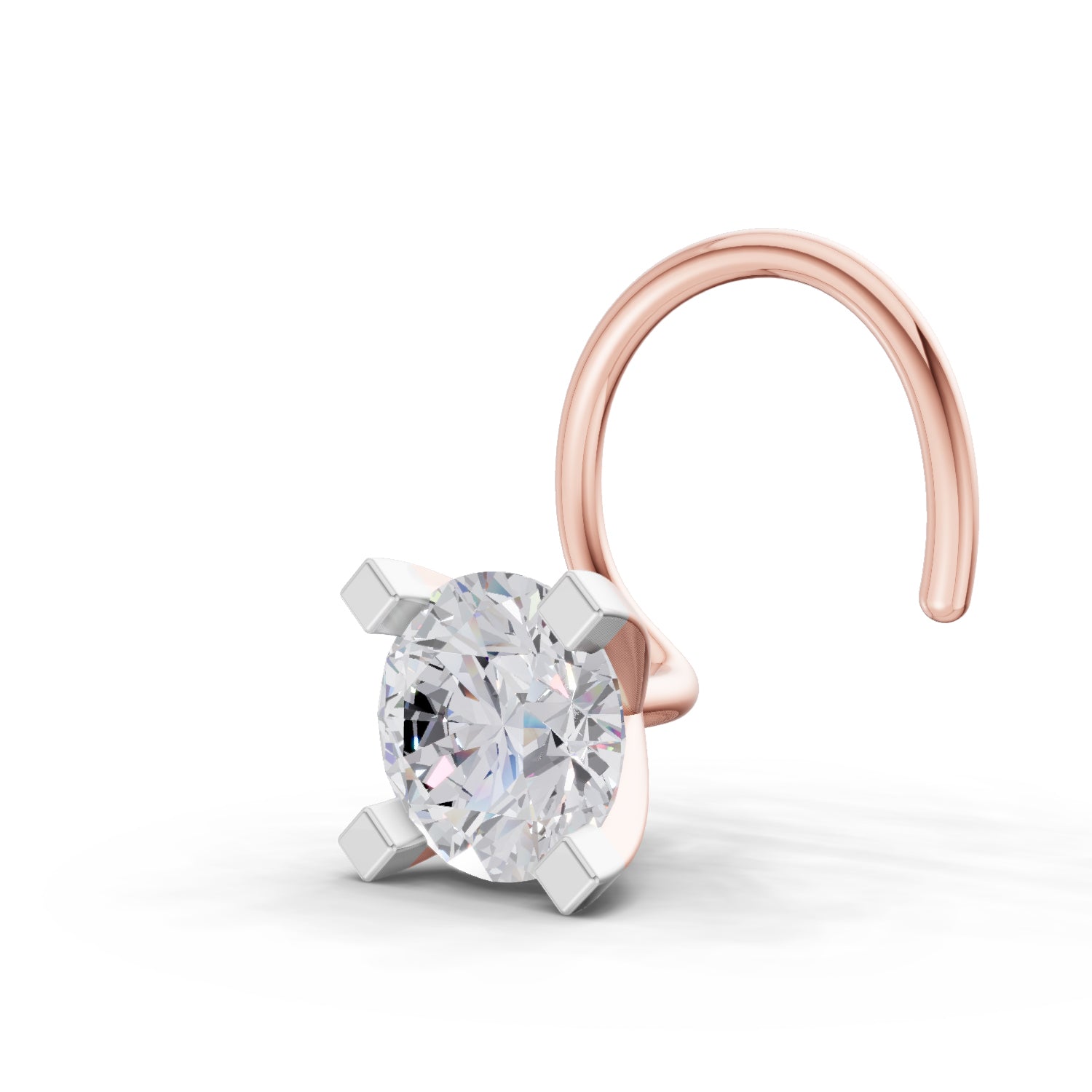 0.21 Ct Round Shape 4 Prong Solitaire Diamond Nose Pin | 14K Yellow Gold