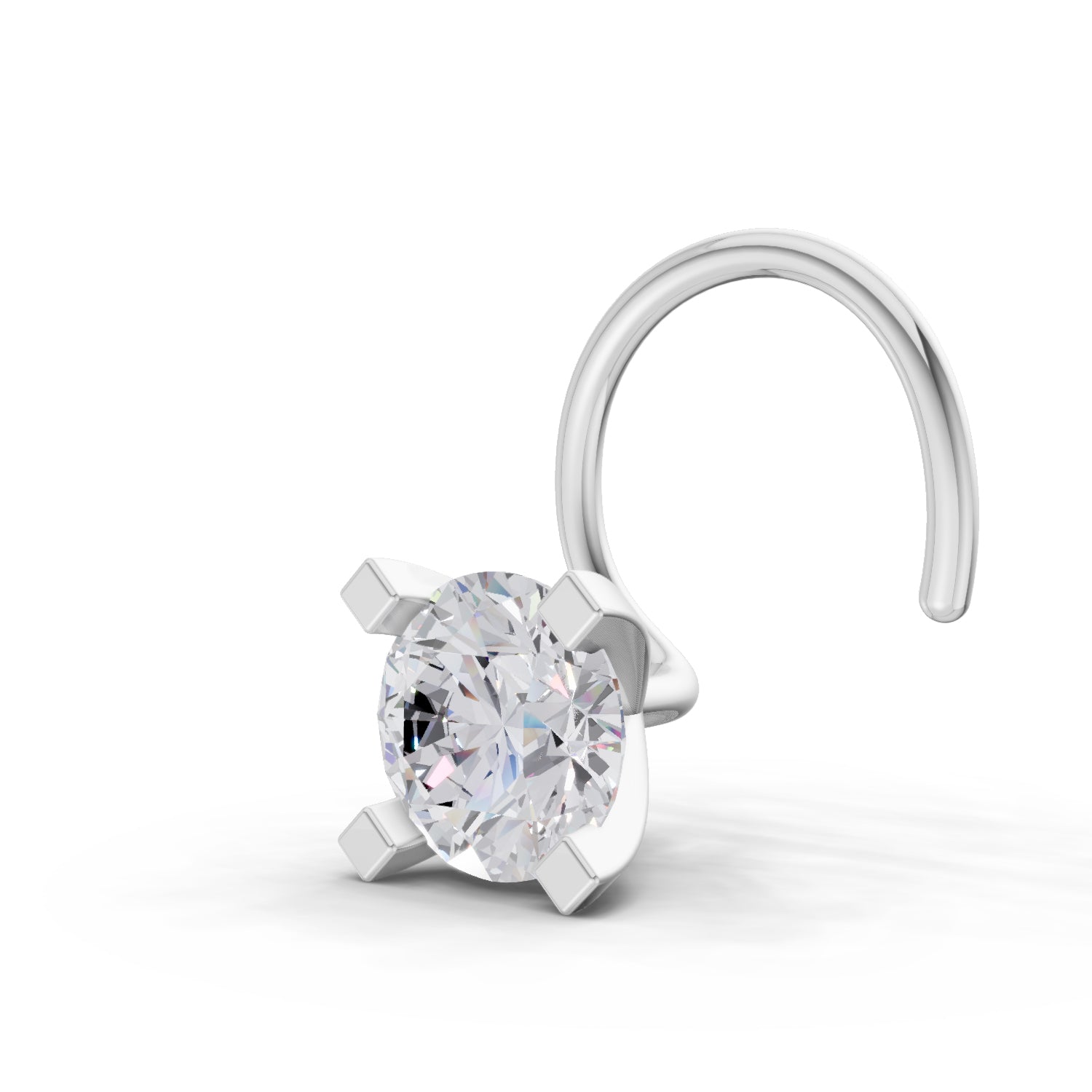 0.21 Ct Round Shape 4 Prong Solitaire Diamond Nose Pin | 14K Yellow Gold