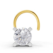 0.21 Ct Round Shape 4 Prong Solitaire Diamond Nose Pin | 14K Yellow Gold
