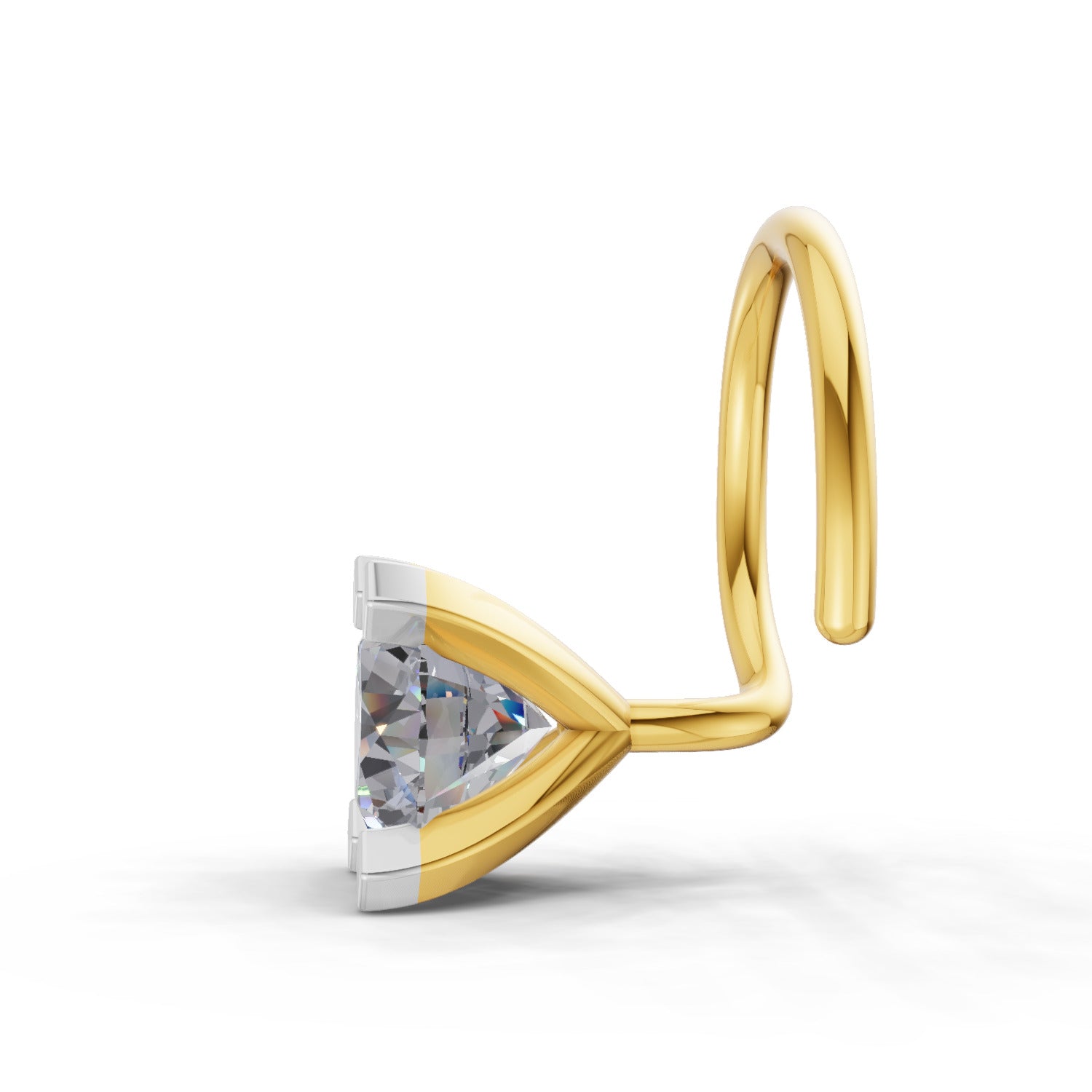 0.21 Ct Round Shape 4 Prong Solitaire Diamond Nose Pin | 14K Yellow Gold