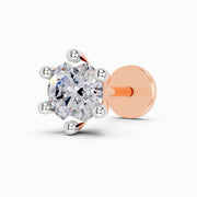 0.15 Carat Round Shape Solitaire Diamond Nose Pin | 14K Rose Gold-Screw