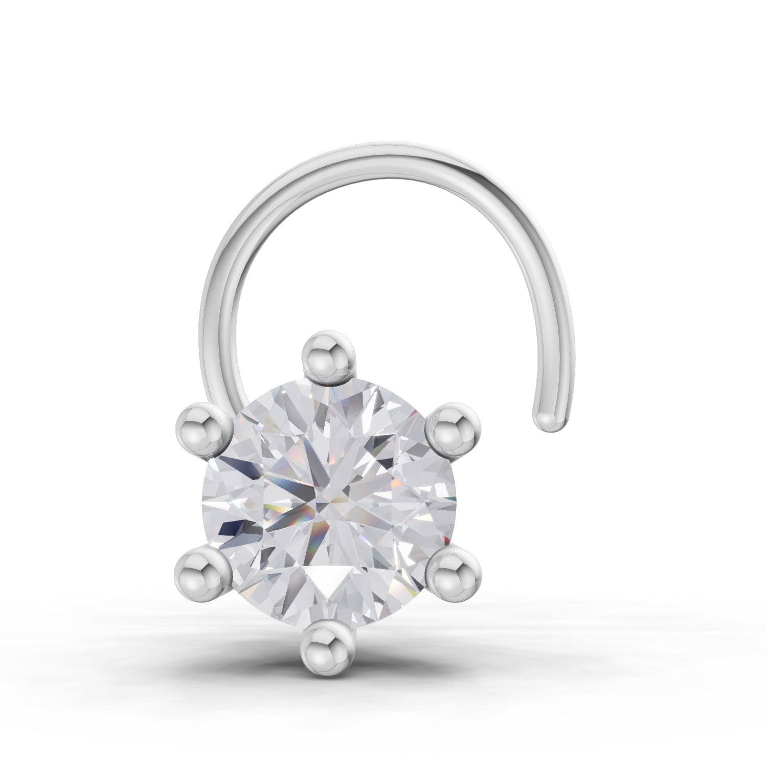 0.15 Ct Round Shape Solitaire Diamond Nose Pin | 14K White Gold