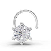 0.15 Ct Round Shape Solitaire Diamond Nose Pin | 14K White Gold