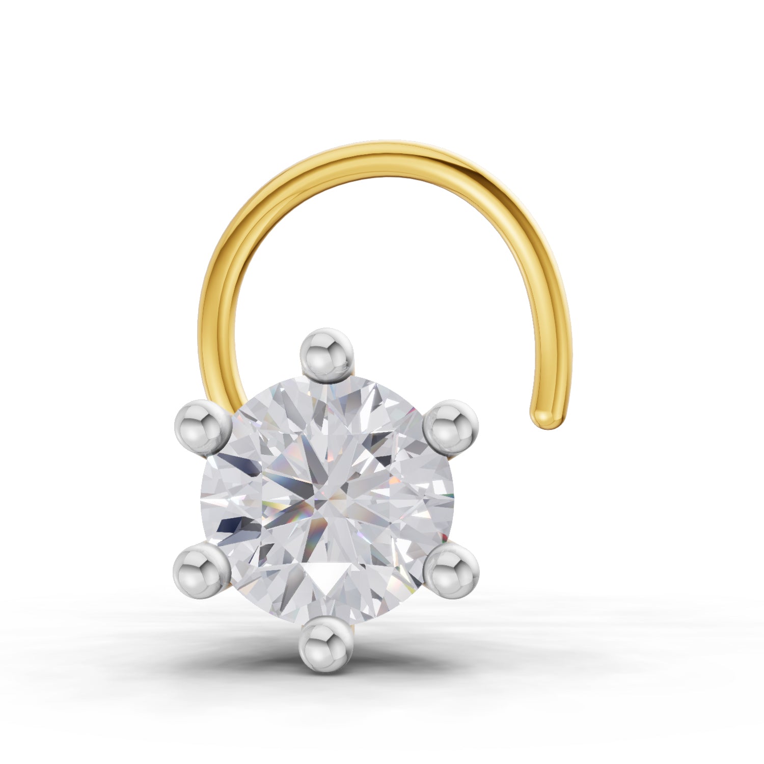 0.15 Ct Round Shape Solitaire Diamond Nose Pin | 14K Yellow Gold