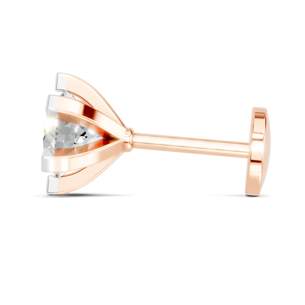 0.21 Carat Lab Grown Diamond classic 6-Prong Solitaire Nosepin | 14K Rose Gold (Screw)