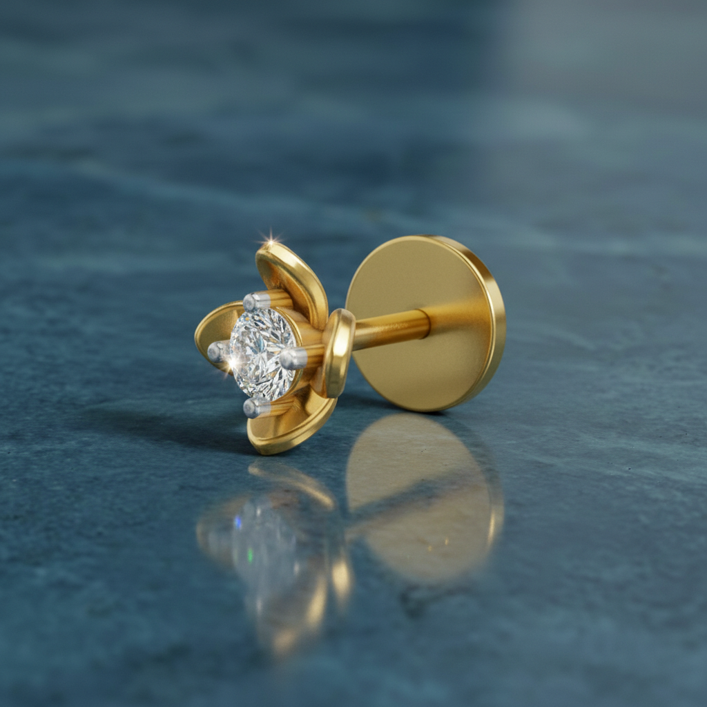 Solitaire Nosepin 0.13 Ct | 14Kt Yellow Gold