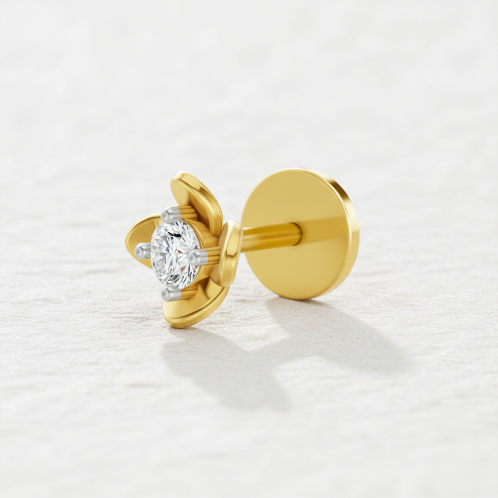 Solitaire Nosepin 0.13 Ct | 14Kt Yellow Gold