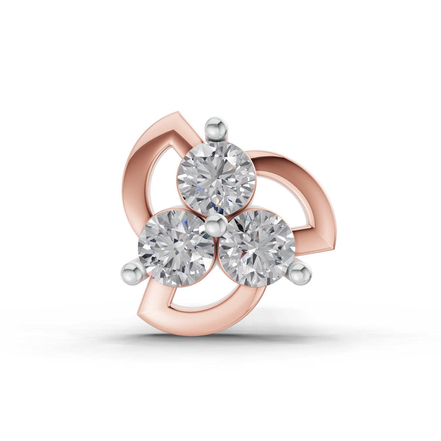 0.06 Ct Floral Stud Round Shape Nose pin | 14K Yellow Gold
