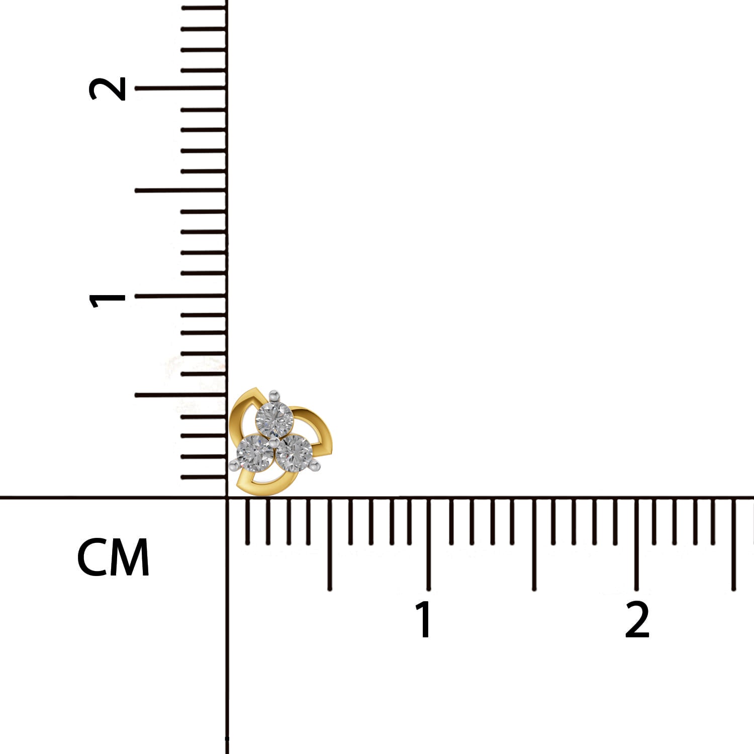 0.06 Ct Floral Stud Round Shape Nose pin | 14K Yellow Gold