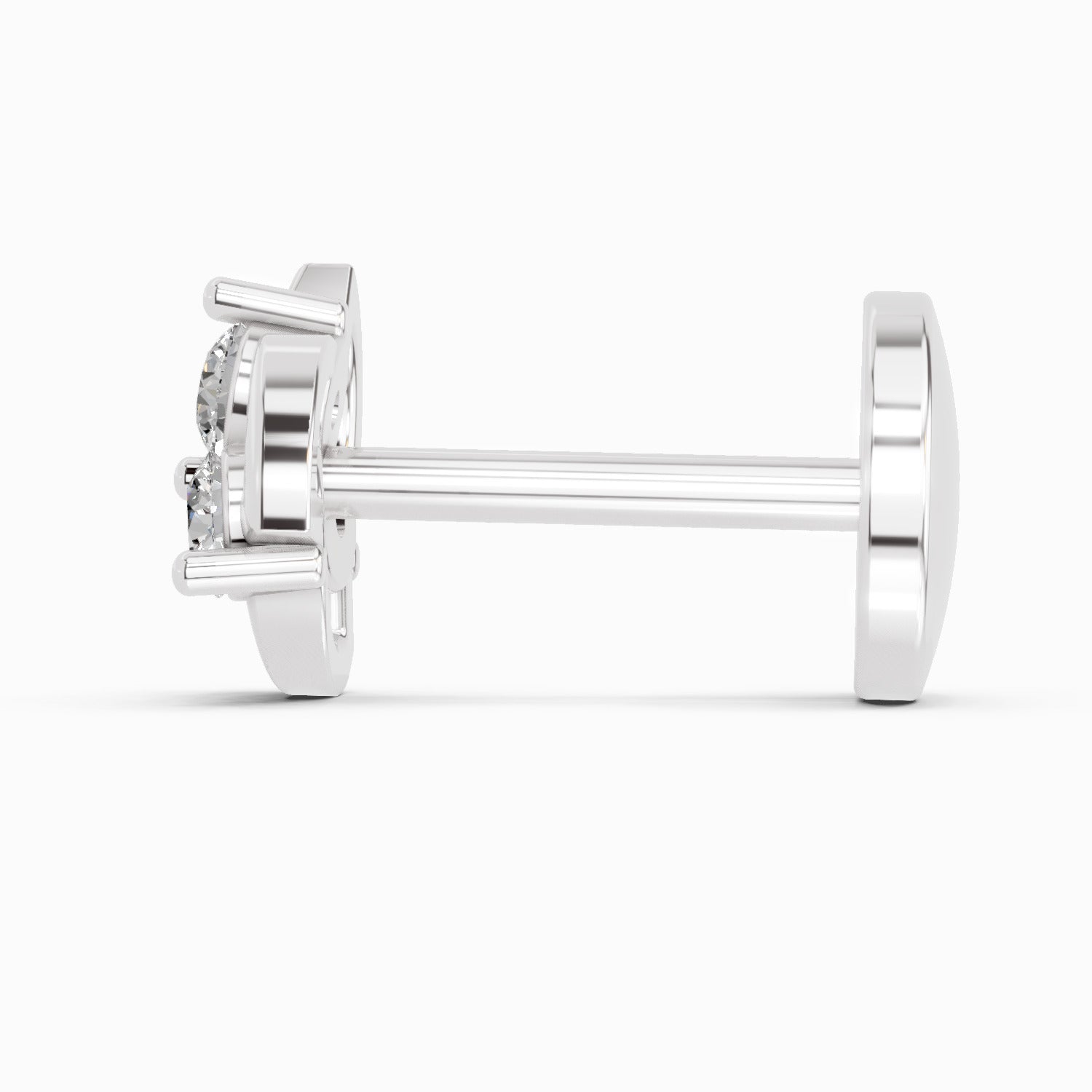 0.06 Carat Floral Stud Round Shape Nose pin | 14K White Gold