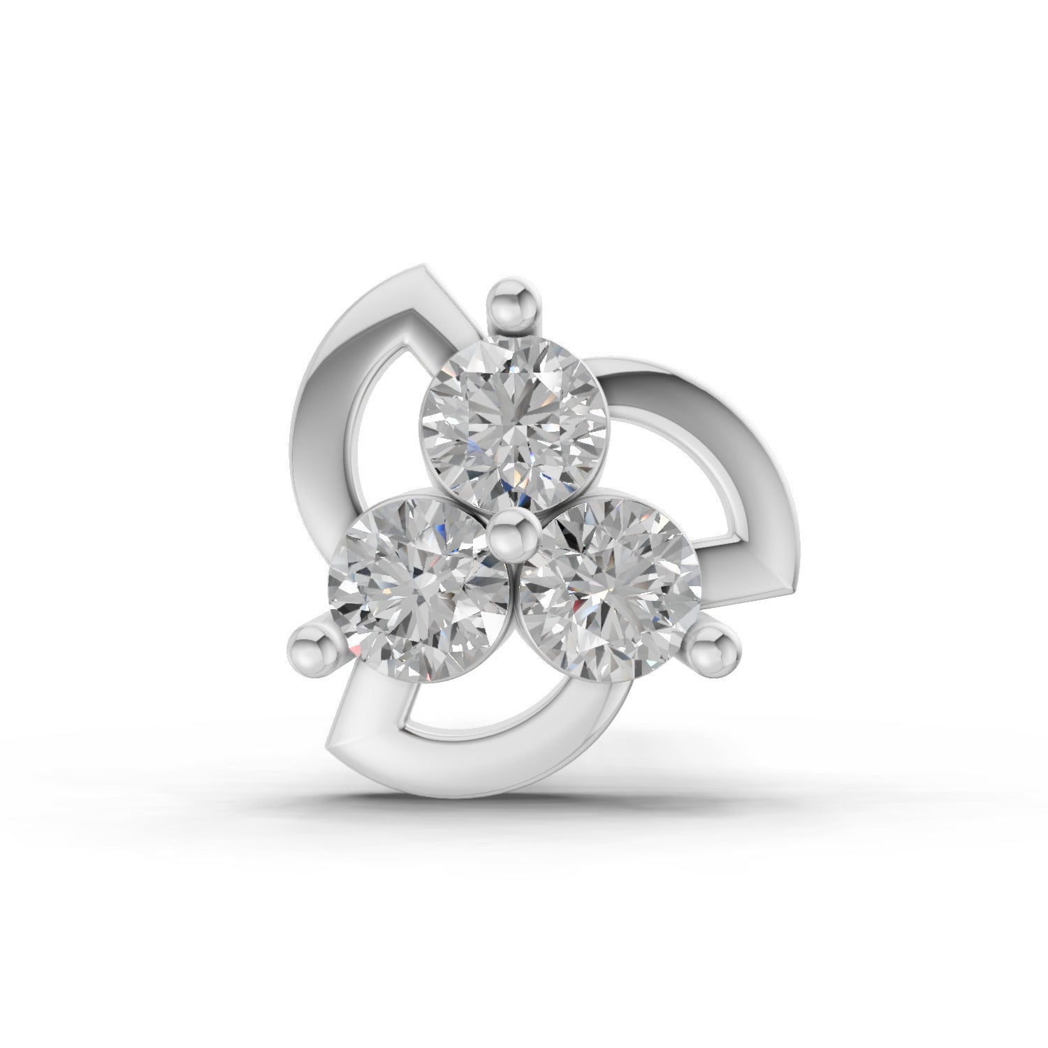 0.06 Carat Floral Stud Round Shape Nose pin | 14K White Gold