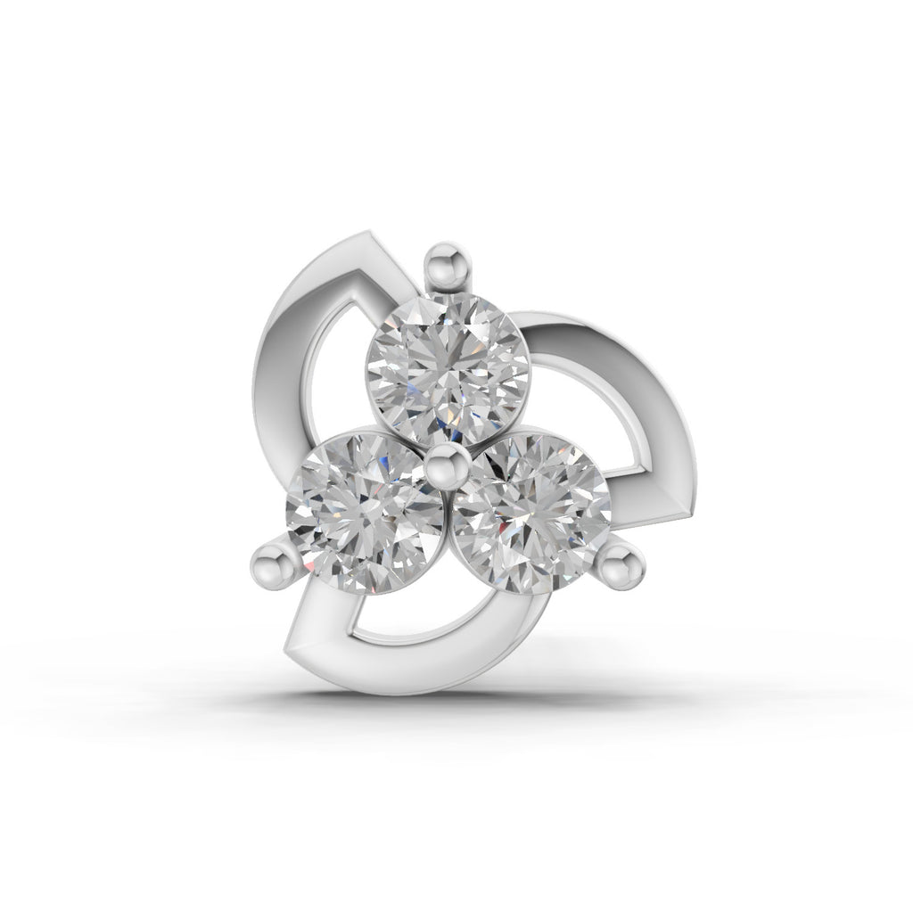 0.06 Ct Floral Stud Round Shape Nose pin | 14K Yellow Gold