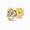 0.06 Ct Floral Stud Round Shape Nose pin | 14K Yellow Gold