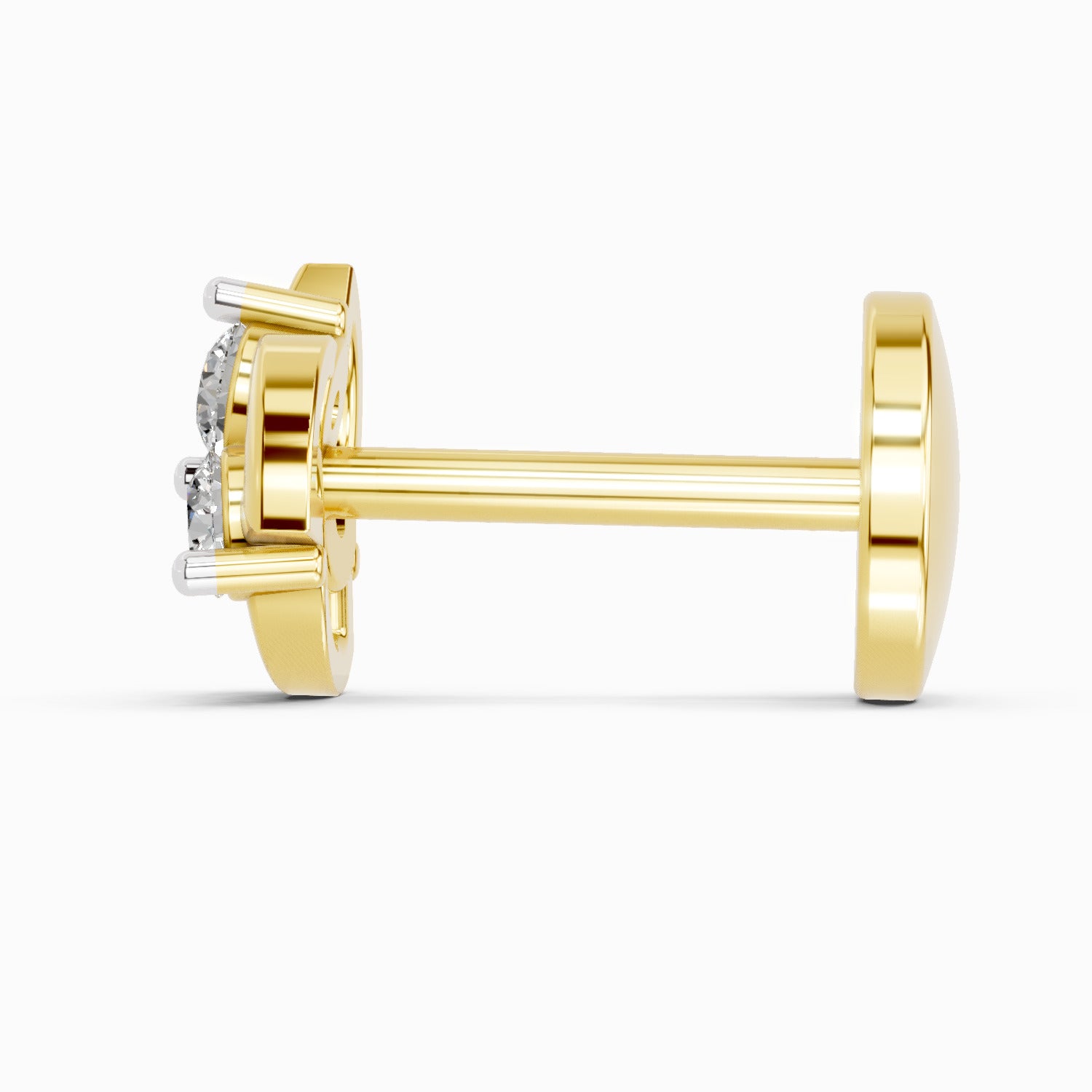 0.06 Ct Floral Stud Round Shape Nose pin | 14K Yellow Gold