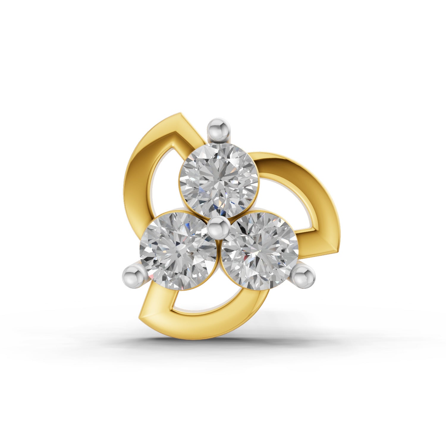0.06 Ct Floral Stud Round Shape Nose pin | 14K Yellow Gold