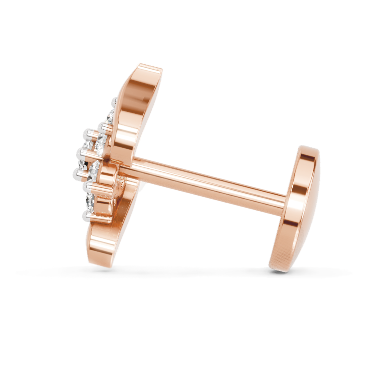 0.07 Ct Swirl Nose Pin Round Shape | 14K Rose Gold