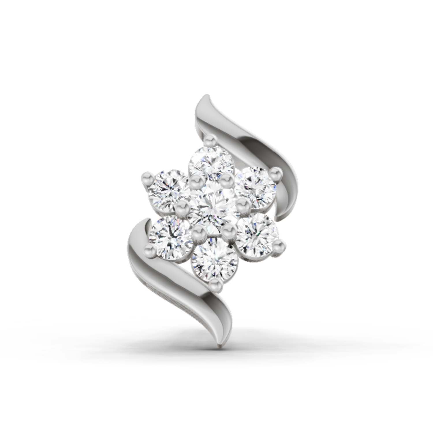 0.07 Ct Swirl Nose Pin Round Shape | 14K White Gold