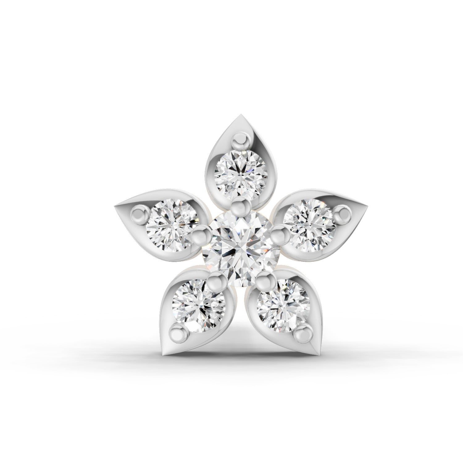 0.06 Ct Floral Stud Round Shape Nose Pin | 14K Rose Gold