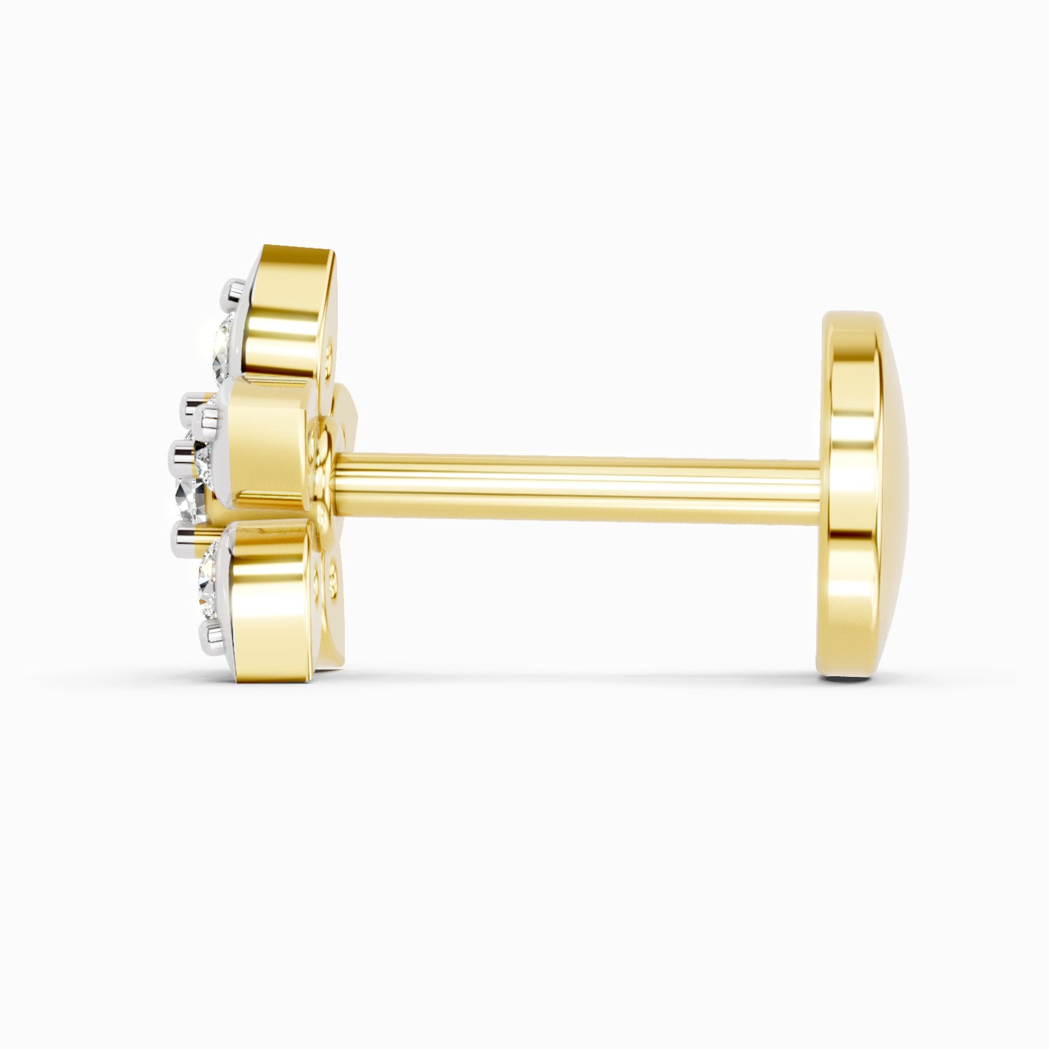 0.06 Ct Floral Stud Round Shape Nose Pin | 14K Yellow Gold