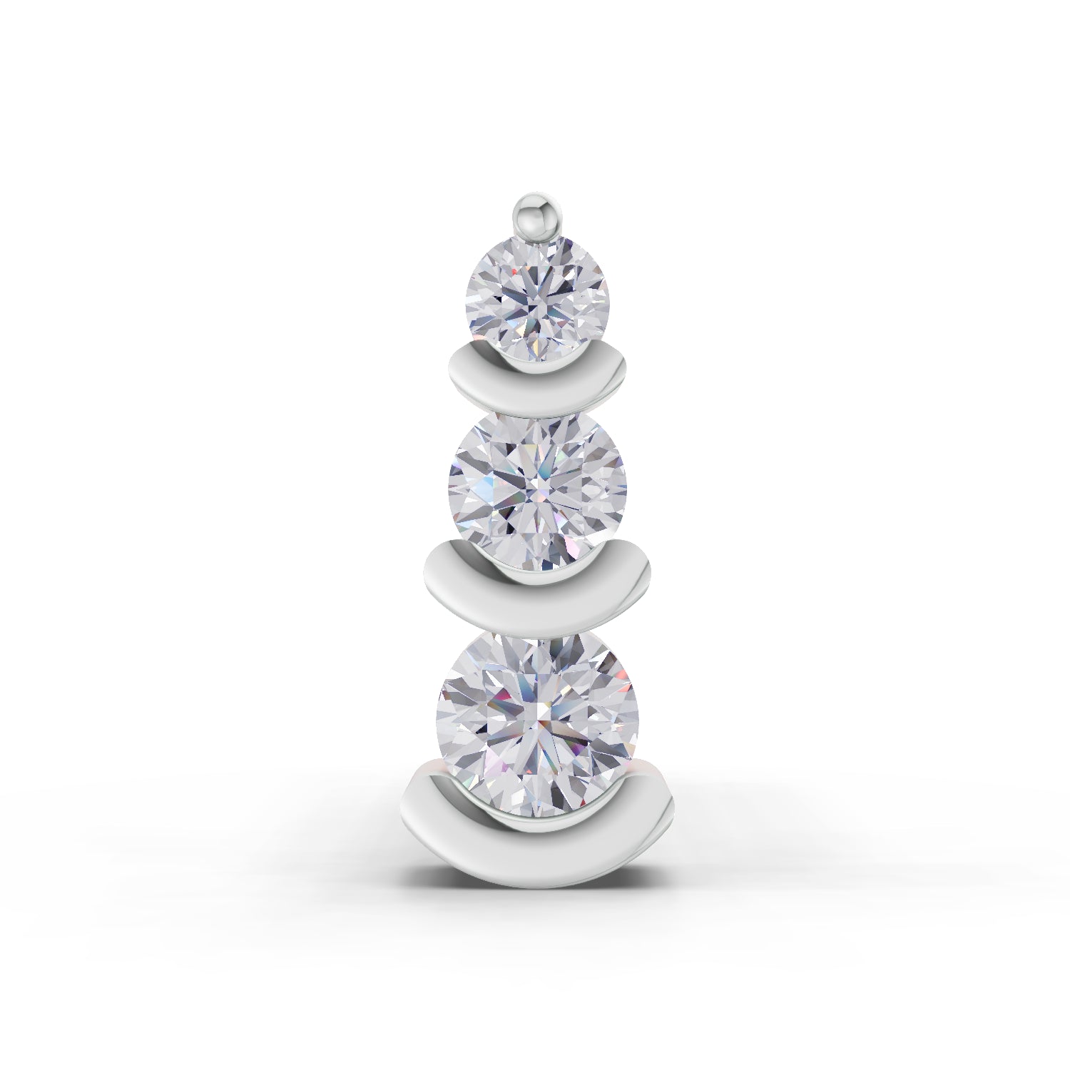 0.05 Carat  | 925 Sterling Silver Yellow Gold Plated 3 Stone Nosepin (Screw Back)